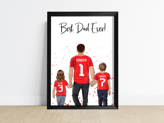 Sports/Football Gift for Dad - Dad & Two Children