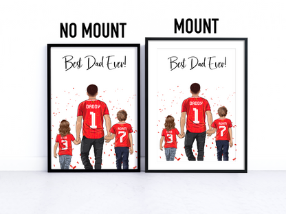 Sports/Football Gift for Dad - Dad & Two Children