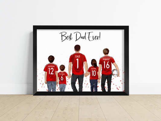 Sports/Football Gift for Dad - Dad & 4 Children