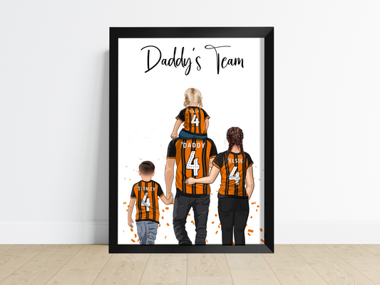 Sports/Football Gift for Dad - Dad & 3 Children